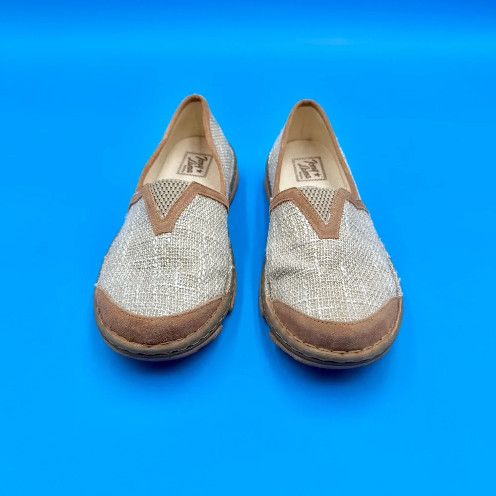 Tony Lama Tan and‎ Cream Slip-On Loafers
